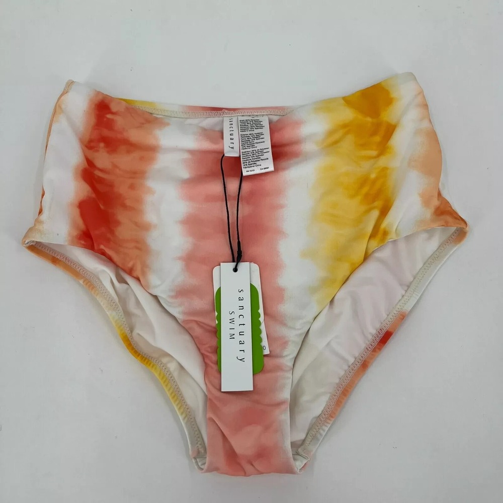 Sanctuary Swim Womens Multi Color Tie Dye High Waist Bikini Bottom S New NWT